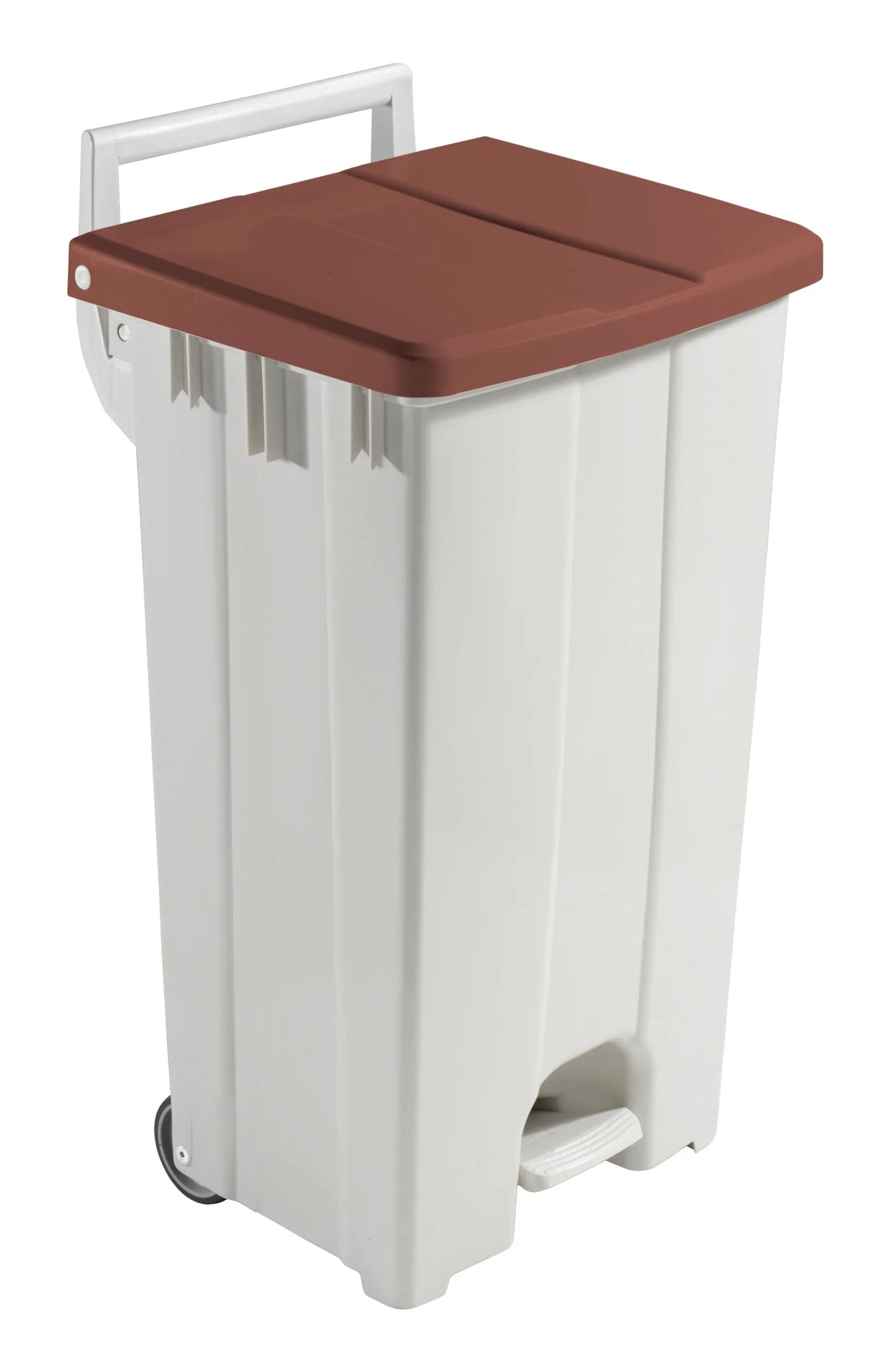 Contentor do Lixo Profissional com Rodas 90L em plástico resistente com tampa marrom, ideal para uso intensivo.