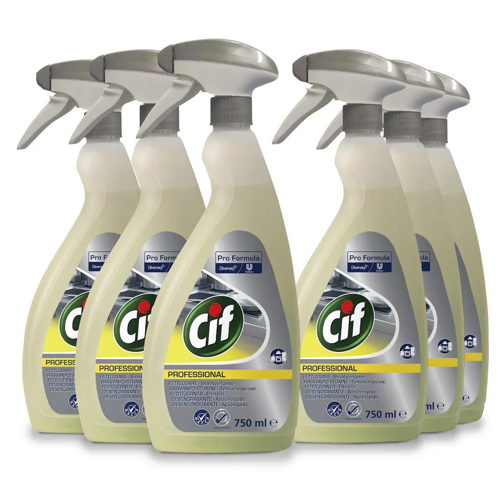 Caixa de 6 Garrafas do Desengordurante Forte Multiusos Cif Profissional Spray