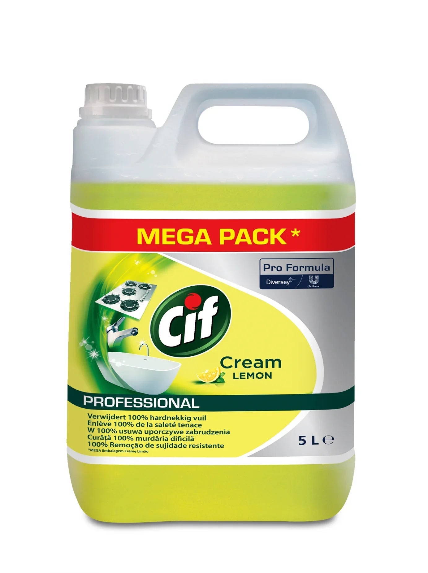 Garrafão de 5 Litros de Creme de Limpeza Multiusos CIF Limão Profissional