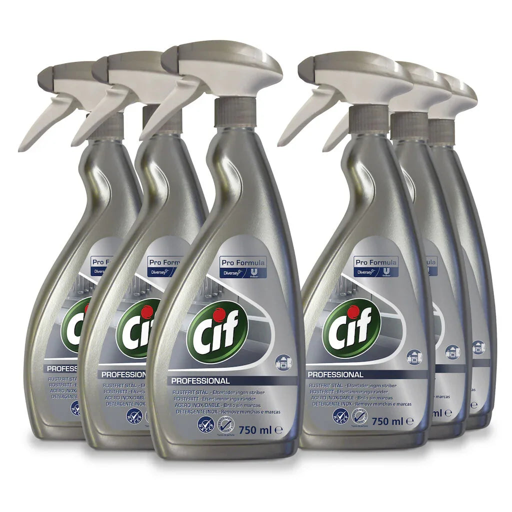 Caixa de 6 Unidades de Detergente para Limpeza Superfícies em Inox Cif Profissional Spray