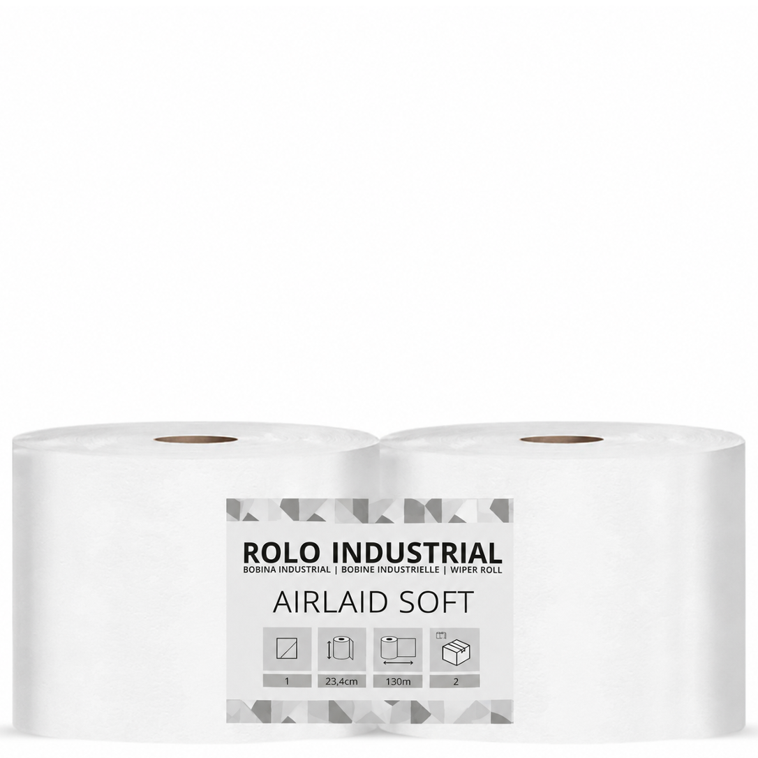 Papel Rolo Multiusos Industrial Airlaid 130M (Pk2)