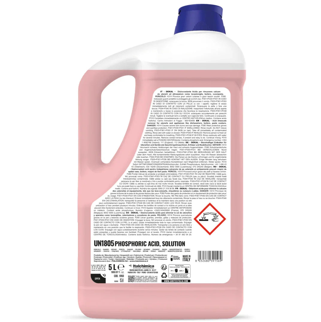 rotulo de Descalcificador de Máquinas de Lavar Industriais 5 Litros da marca SANITEC DEKAL