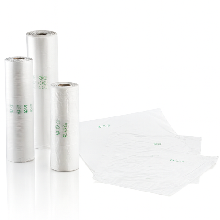 DELFI PRO PEAD Saco Plástico Fino Transparente Rolo AD 500 Sacos Compras Fruta Alimentos Empresas Auto-Serviço 20x30cm 30x40cm 35x50cm