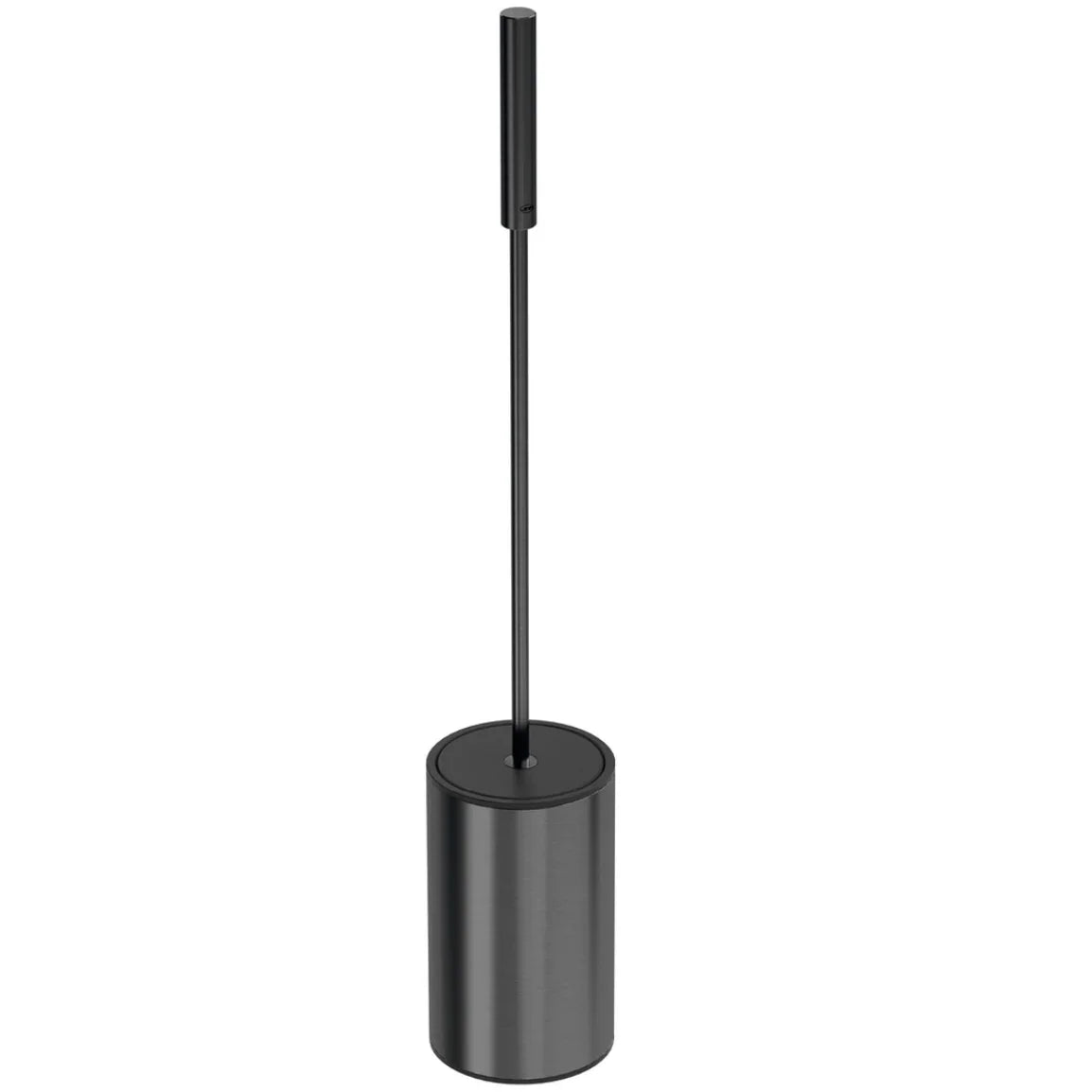 Conjunto Porta Piaçaba Inox Premium JNF de cor preta, com escova extra longa e design compacto.