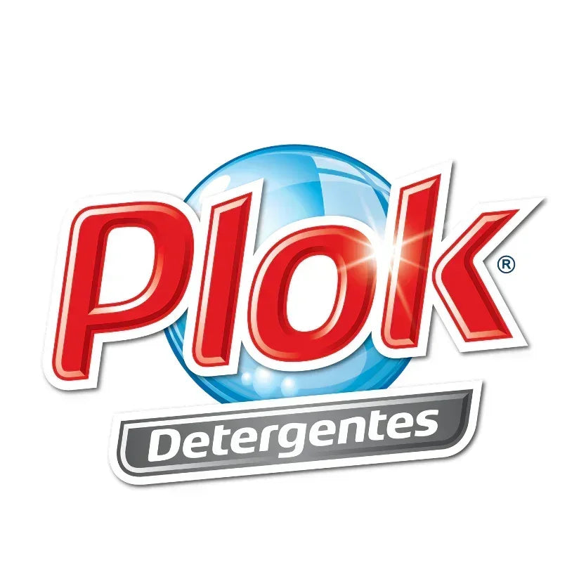 Logótipo da Plok Detergentes, destacando a marca de produtos de limpeza.