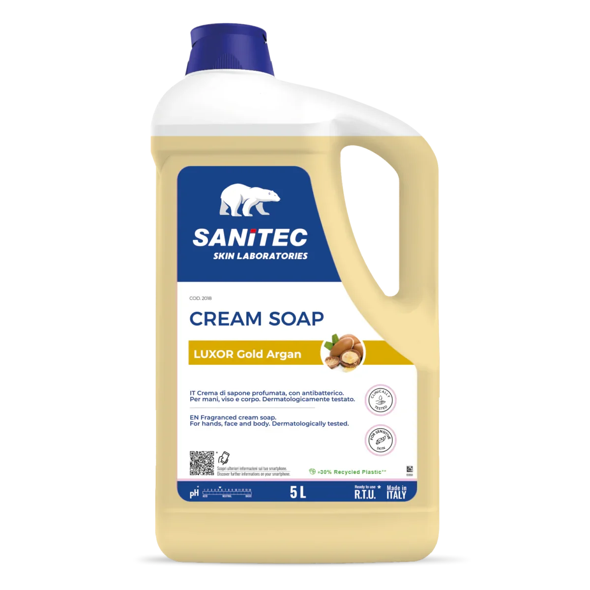 Garrafão de Sabonete das Mãos e Corpo Extra Cremoso 5L da marca SKIN LAB LUXOR CREAM com aroma de argão e amendoas