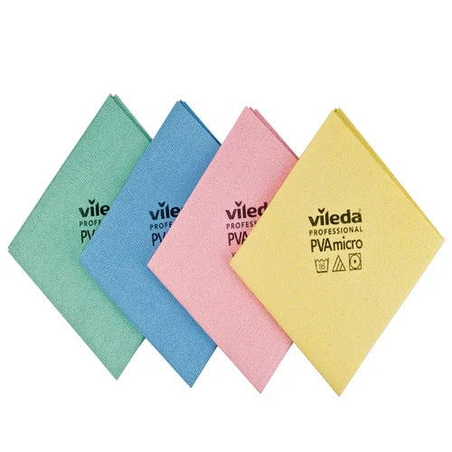 Pano Microfibra VILEDA PVA Micro Limpeza Profissional Cores HACCP Amarelo Azul Verde Vermelho Pack 5 Unidades