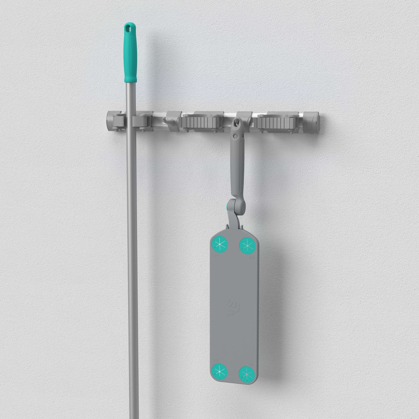 Suporte Modular de Parede para Utensílios de Limpeza, com cabo de vassoura e espanador de superfícies