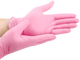 Luvas de Nitrilo Descartáveis Rosa 3.5g, sem pó, flexíveis e resistentes, ideais para estética. Conjunto de 100 unidades.