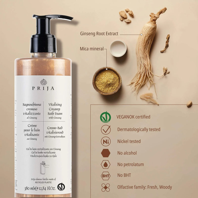 Gel de Banho Cremoso com Ginseng PRIJA 380ml