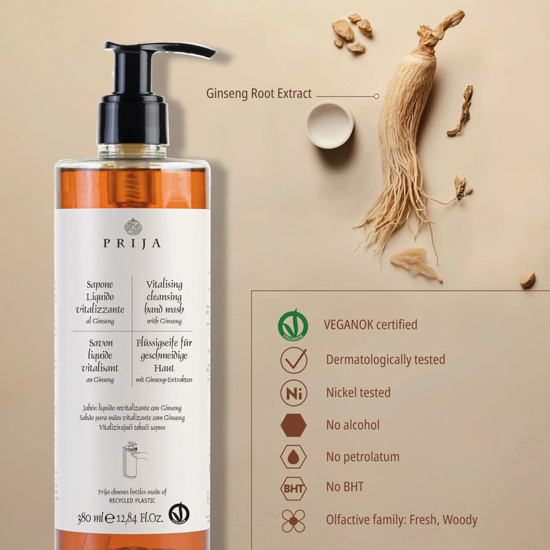 Sabonete Líquido Revitalizante com Ginseng PRIJA 380ml