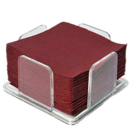 Guardanapos de Bar Bordô Folha Dupla PPP 20x20cm em suporte transparente, pacote com 3000 unidades.