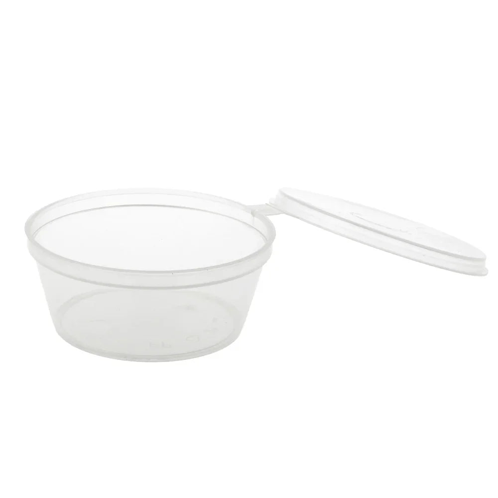 Molheira PP com Tampa 60ml - recipiente descartável com tampa para molhos e condimentos.