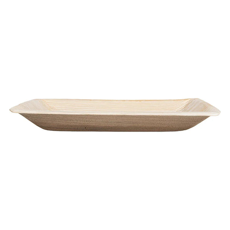 Prato Retangular Largo de Folha de Palmeira em formato rectangular, ideal para catering e eventos, pack com 25un.