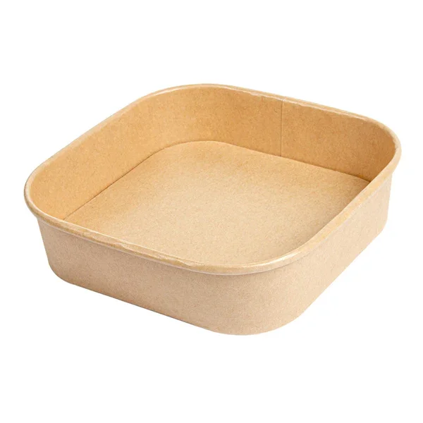 Embalagem Take Away Quadrada Kraft 750ml com Tampa Cartão Descartável Restaurante Comida Ecológica
