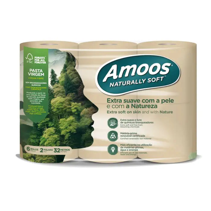 Papel Higiénico Ecológico 2F Amoos Naturally Soft 32 Metros (42 Rolos)