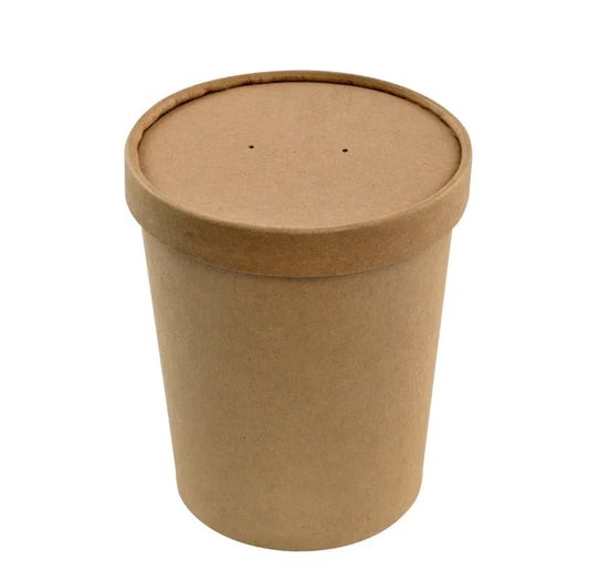 Embalagem Sopa 750ml Take Away com Tampa Kraft Embalagem Redonda Sopeira Restaurantes Churrasqueira