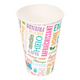 Copo de Cartão Impresso 480ml com design colorido e texturas variadas, ideal para bebidas frias e quentes.