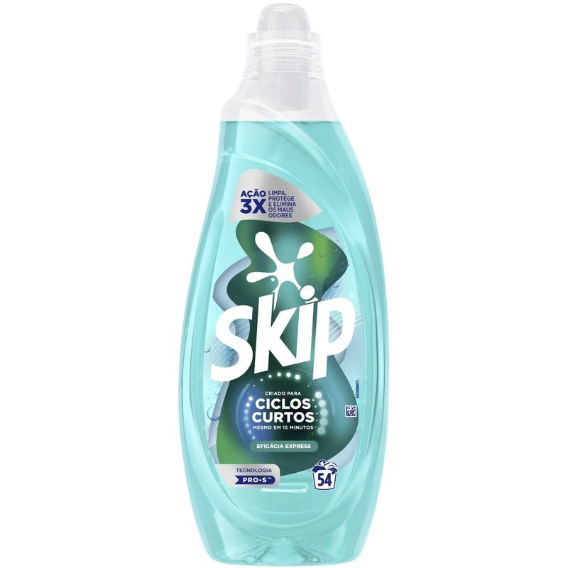 Garrafa de Detergente Líquido de Máquina da Roupa SKIP CICLOS CURTOS Eficácia Express 54 Doses