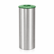 Ecoponto Inox Cilíndrico Individual com Tampa Verde, ideal para gestão de resíduos em empresas e estabelecimentos.