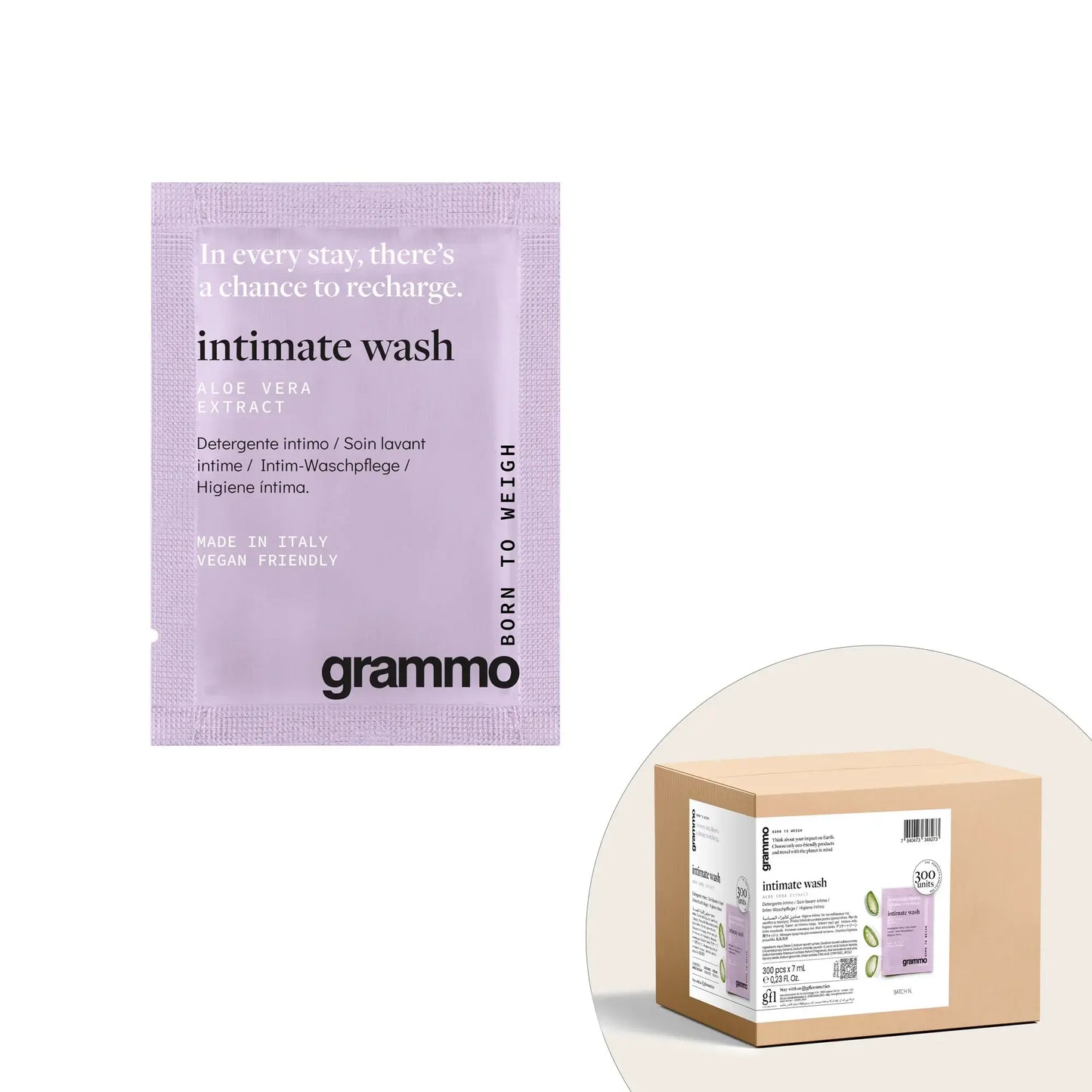 Gel de Limpeza Intima Sachê Descartável | Embalagem de 7ml de Gel Grammo | Higiene Íntima em Formato Amenities para Hotéis e Alojamentos Locais
