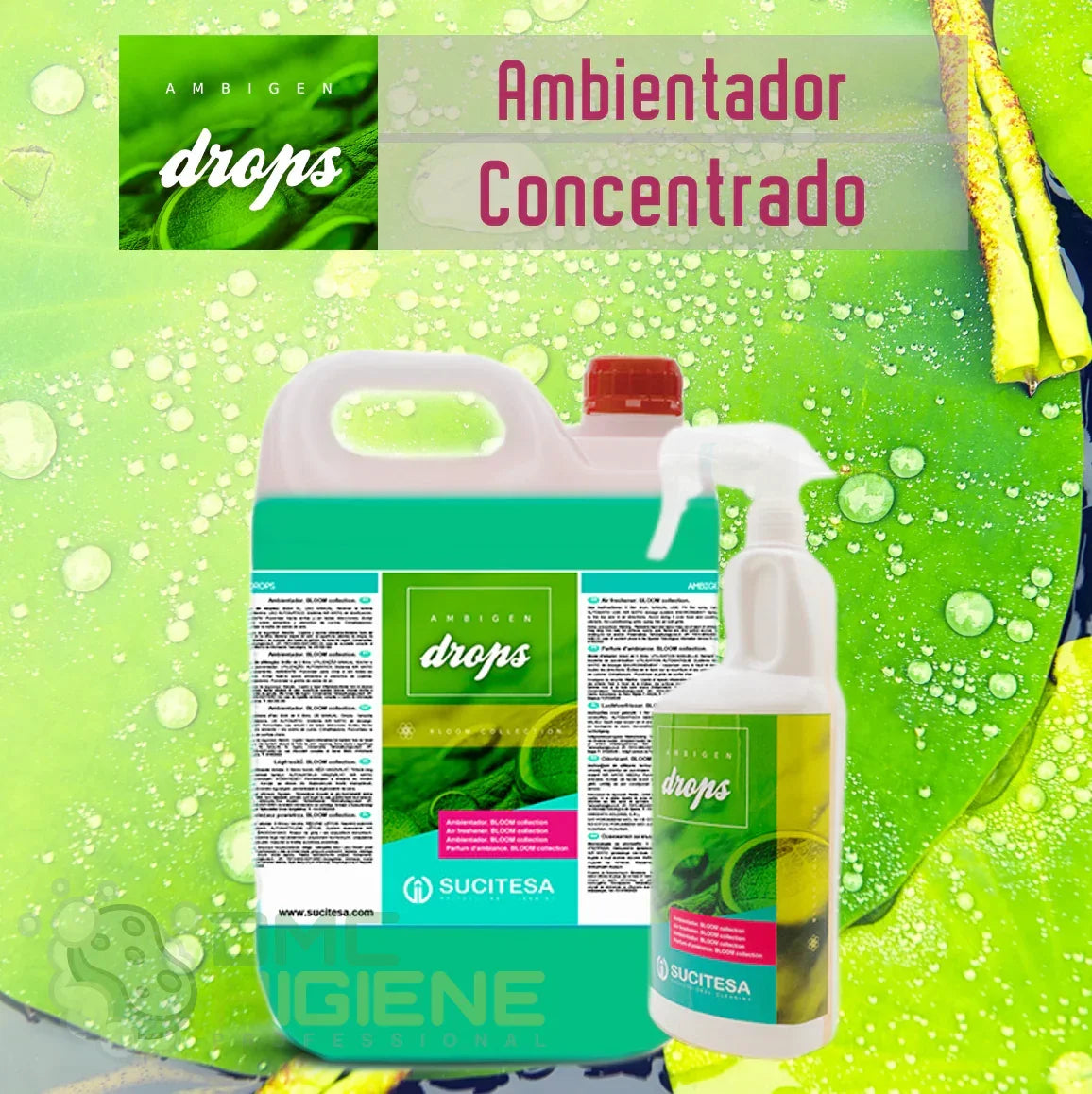 Ambientador Líquido Profissional Concentrado em Spray 750ml da Ambigen DROPS em embalagem destacada.