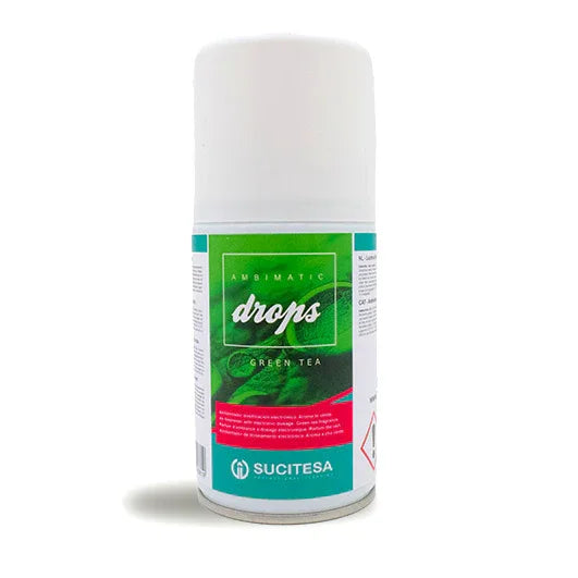 Ambientador Aerossol Recarga para Dispositivos Profissionais da marca AMBIMATIC em aroma DROPS de Chá Verde