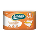 Papel Higiénico 2F Amoos Compact Plus 48 Metros com 6 rolos, embalagem destacando suavidade e resistência.