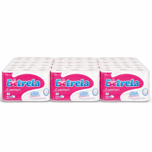Papel Higiénico 2F Amoos Extrela Comfort em embalagem de 108 rolos, económico ideal para uso doméstico ou em empresas