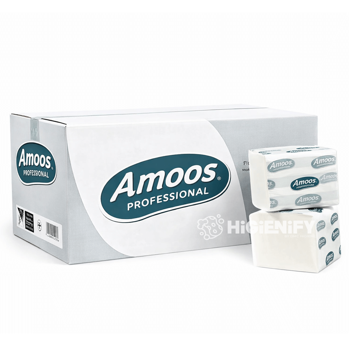 Papel Higiénico Folha-a-Folha Amoos Bulk numa caixa com 7500 folhas, para uso profissional em empresas