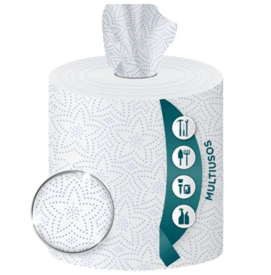 Papel Rolo Multiusos Amoos Strong 70M com folhas tripla e design absorvente.