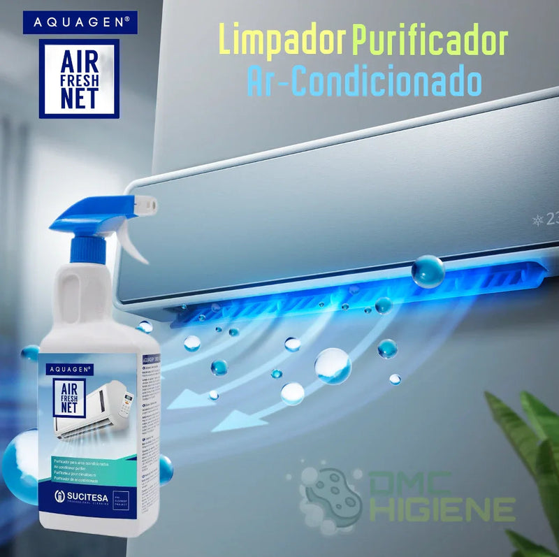 Imagem técnica promocional de Spray para Limpeza de Ar Condicionado Profissional AQUAGEN AIRFRESH NET do fabricante SUCITESA