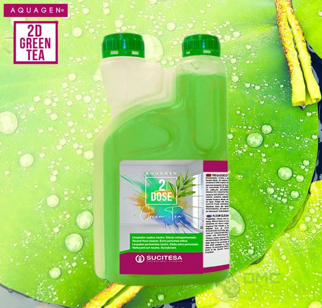 garrafa de Detergente Pavimentos Neutro Extra Perfumado Concentrado 1L AQUAGEN 2D DOSE em aroma GREEN TEA