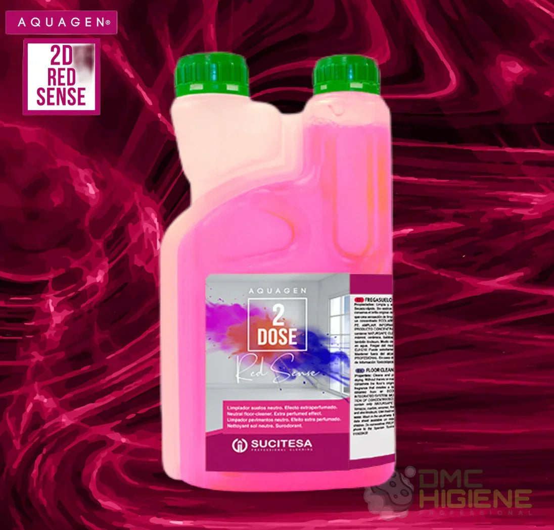 garrafa de Detergente Pavimentos Neutro Extra Perfumado Concentrado 1L AQUAGEN 2D DOSE em aroma RED SENSE de frutos vermelhos