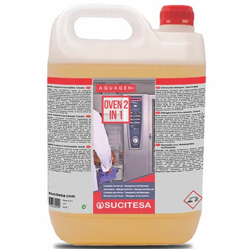 Garrafão de 5 Litros de Desengordurante Abrilhantador 2em1 para Fornos Auto Limpeza da marca AQUAGEN OVEN 2in1