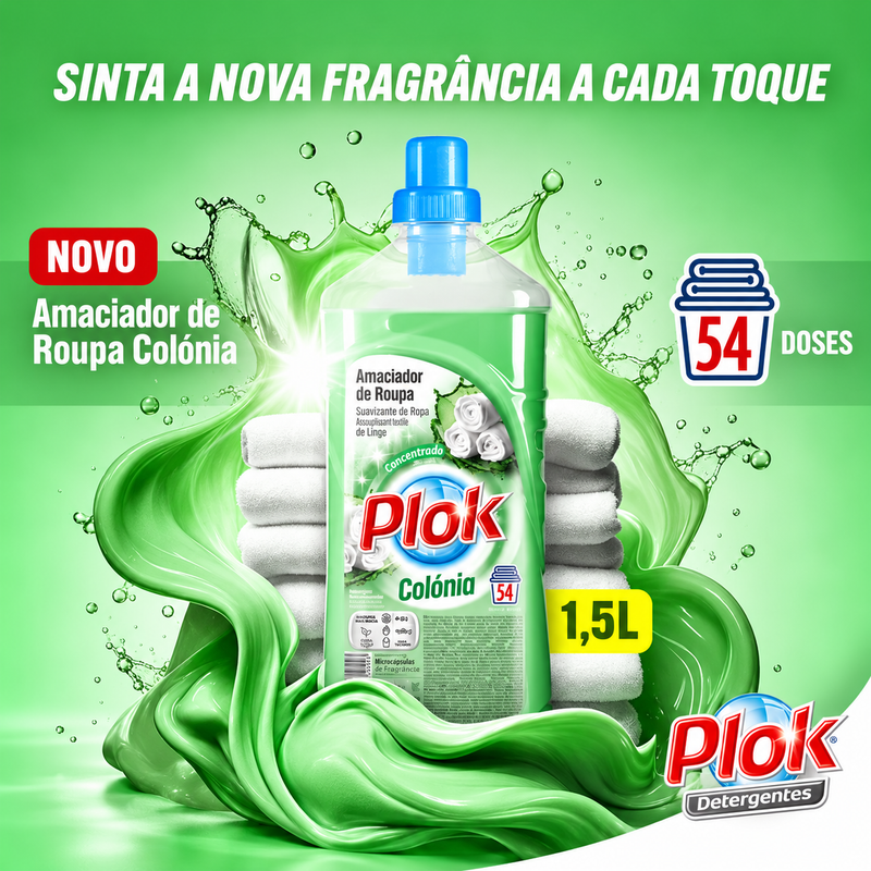 Amaciador da Roupa Concentrado Plok Colónia | 54 doses