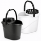 Balde Oval com Espremedor Ergo em preto e branco, ideal para lavagem de pavimentos em ambientes profissionais.