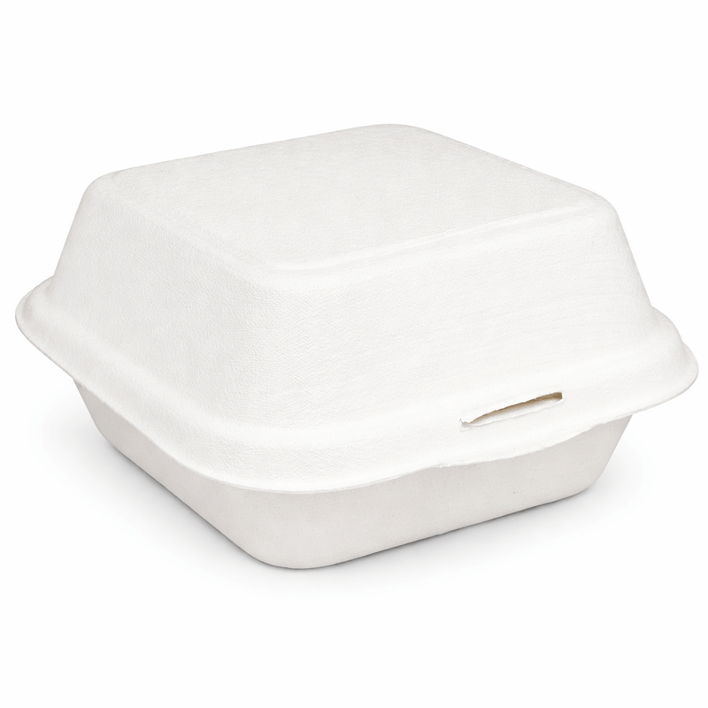 Caixa para Hambúrguer em Cana de Açúcar, descartável e prática para take away, 450ml, Pack 50un.