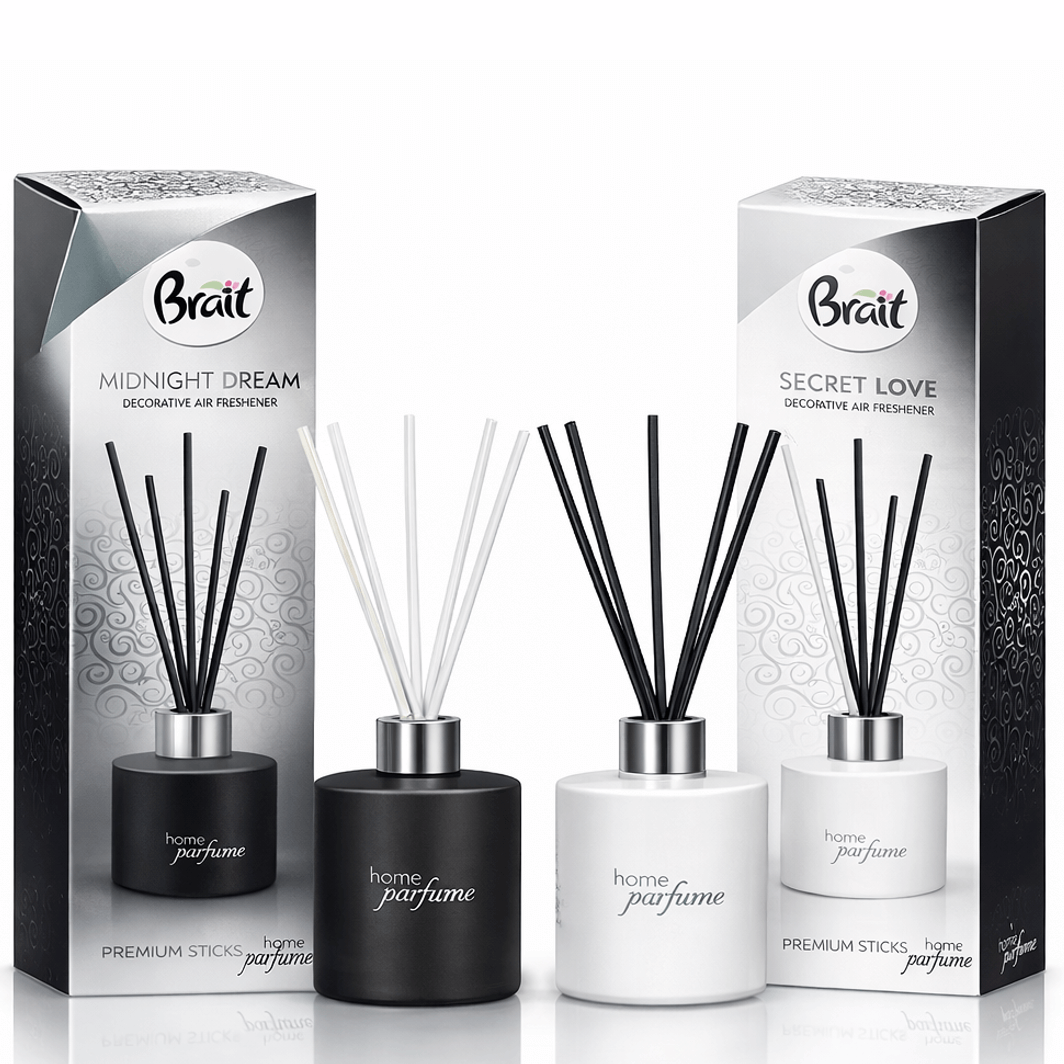 Ambientador Líquido Mikado em Varitas | Brait Midnight Dream e Secret Love | Frasco 100ml