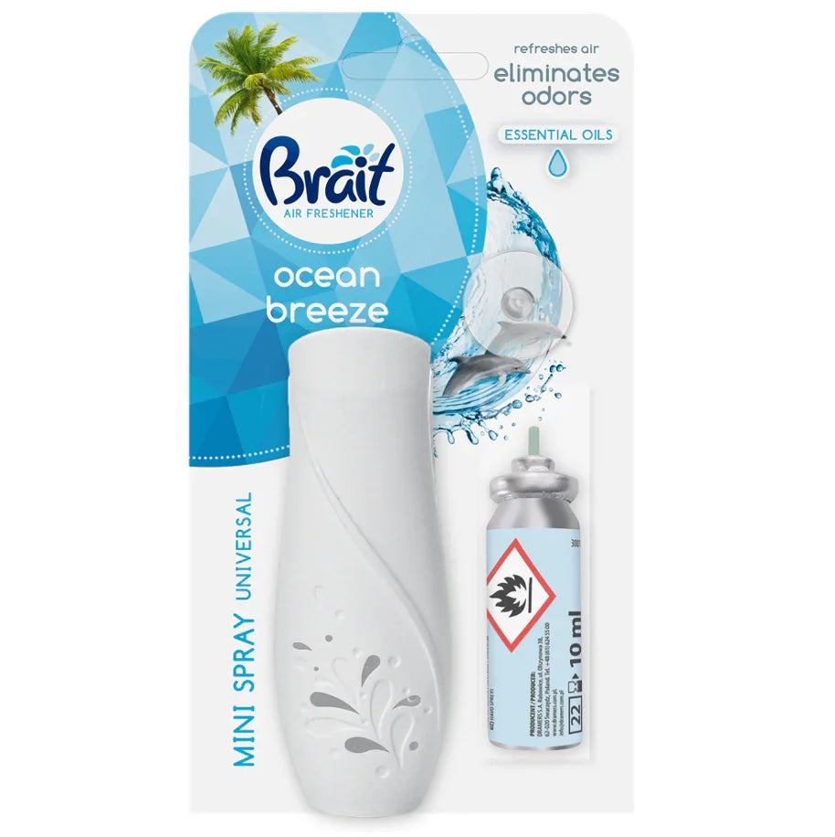 Spray Ambientador Mini para Casa de Banho | Brait Mini Spray com recarga de 10ml e design prático para eliminação de odores.