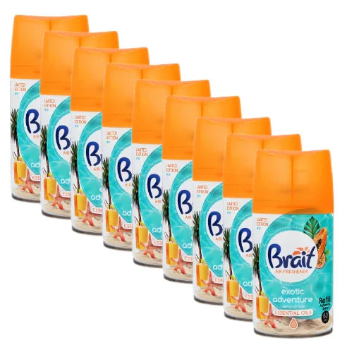 Ambientador Aerossol Recarga para Dispositivos Eletrónicos | Conjunto de 10 latas Brait de 250ml cada uma.