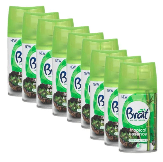 Ambientador Aerossol Recarga para Dispositivos Eletrónicos | Brait Tronic | Latas de 250ml com essência tropical.
