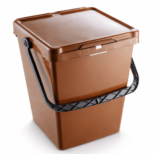 Balde de Lixo Profissional para Compostagem | 40L | Castanho com tampa e pega resistente.