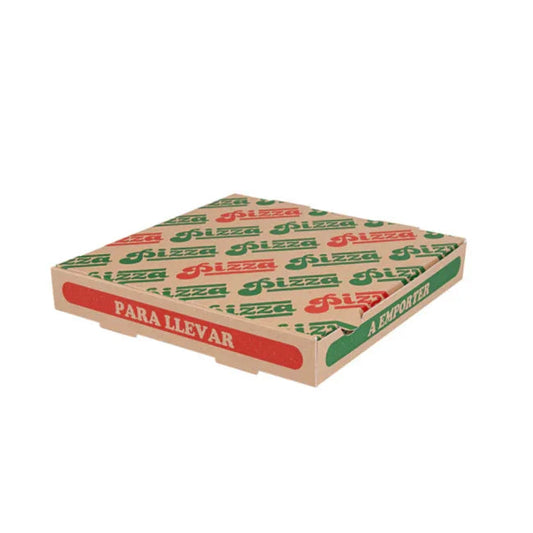 Caixa Pizza 26x26cm com design colorido ideal para entrega e serviço de pizzas.