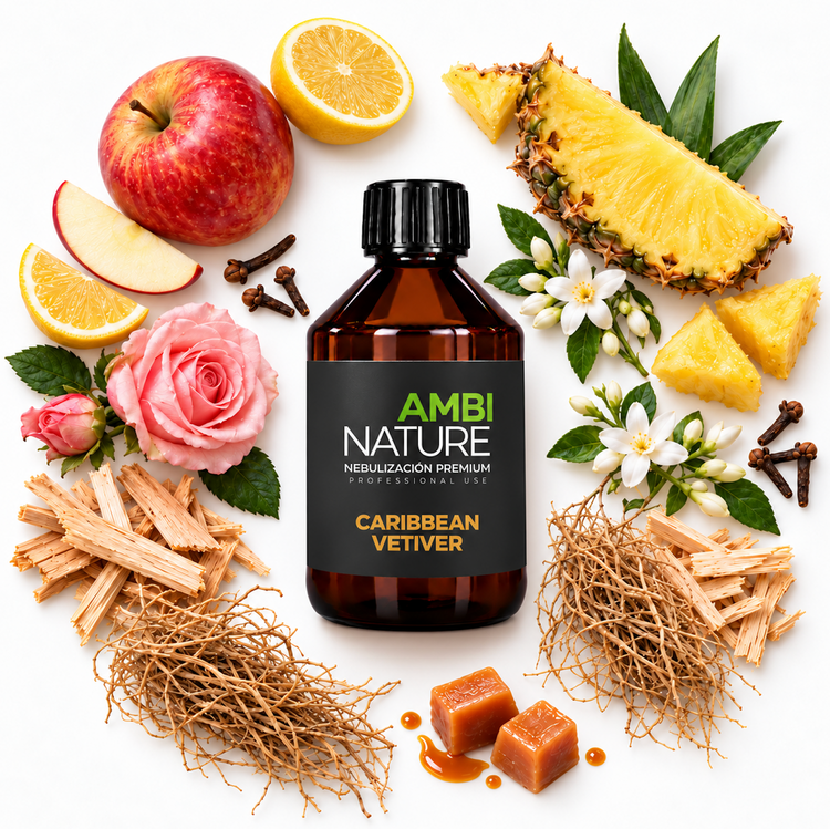 Recarga de Óleos Essenciais para Difusores | CARIBBEAN VETIVER com ingredientes naturais como frutas e flores.