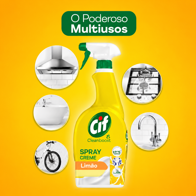 Spray de Limpeza Cif Cleanboost Creme Limão | 700ml
