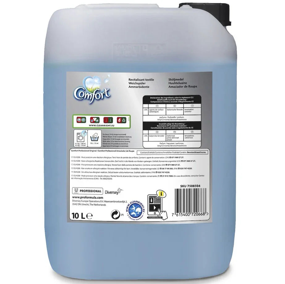 rótulo de Amaciador da Roupa Concentrado Comfort Profissional 10L Blue Skies