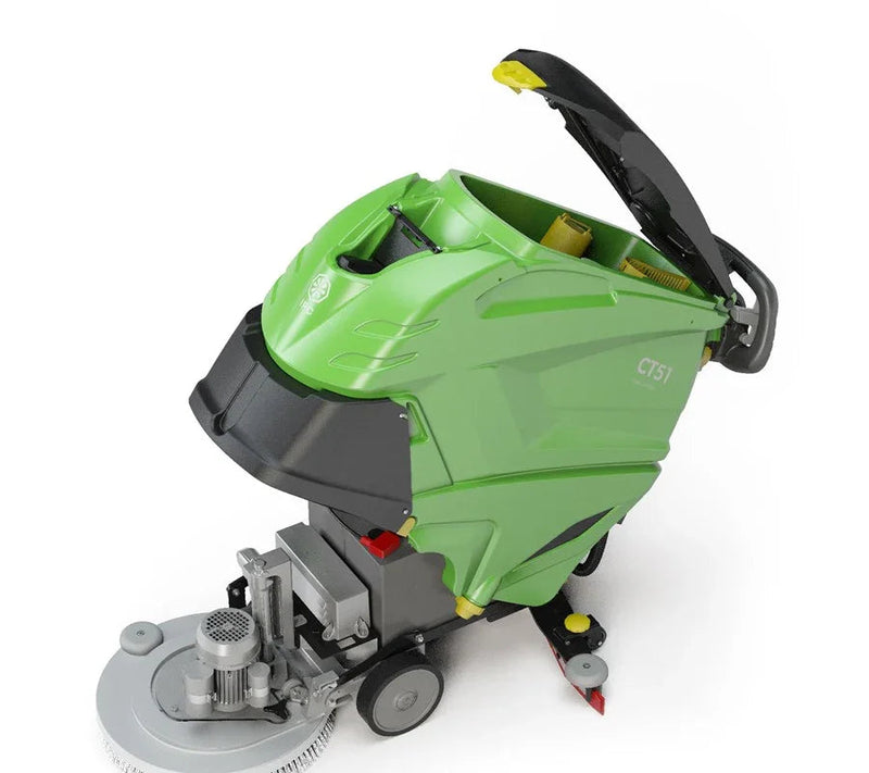 Máquina Lavadora de Pavimentos IPC CT51 em destaque mostrando design avançado e funções.