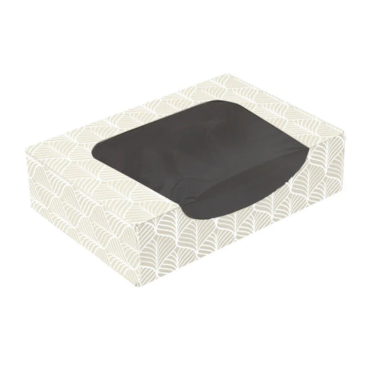 Caixa Branca Sushi com Janela 18x12cm Take Away ideal para sushi e acompanhamentos, pack de 50 unidades.