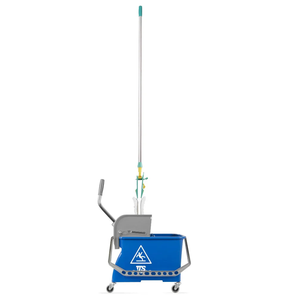 Carrinho Lavagem Pavimentos TTS MINI BUCKET FLAT em azul com mopa e alça para limpeza eficaz.